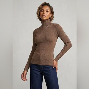 Chico's Brown Sparkle Turtleneck Sweater